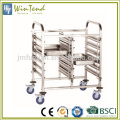 Flat-packing tray mobile steel bakery trolley for commercial purpose
